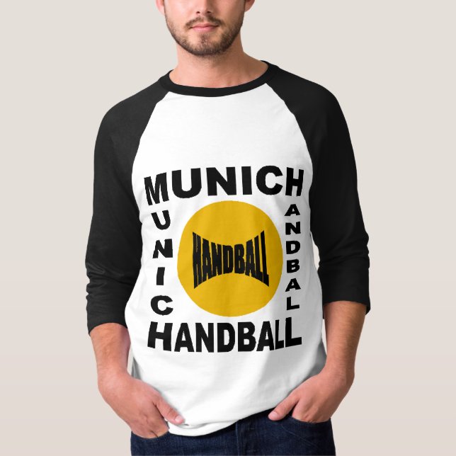 Basic white/black raglan T-shirt MUNICH HANDBALL (Front)