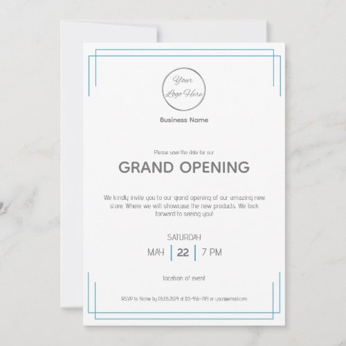 basic white blue versatile business event invitation