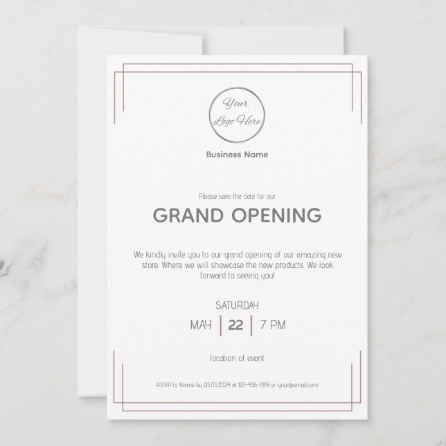 basic white brown versatile business event invitation (Front)