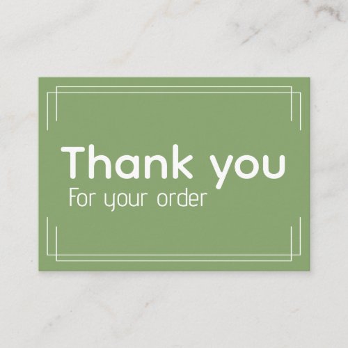 Basic white green logo business thank you card