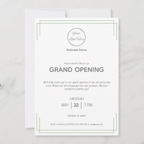 basic white green versatile business event invitation