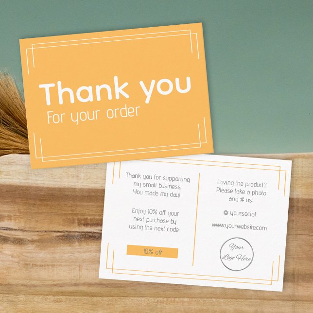 Basic white orange logo business thank you card  (Creator Uploaded)