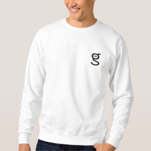 Basic White Sweatshirt w Black Embroidered Logo