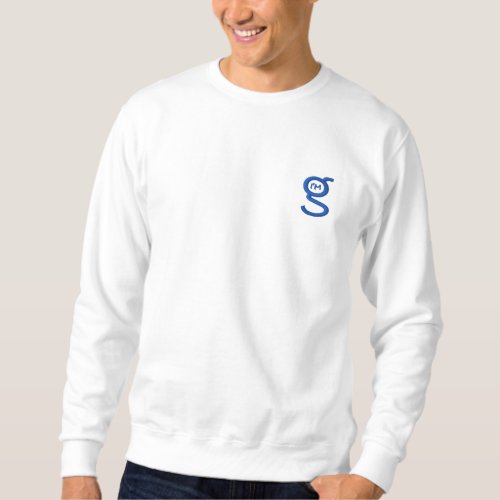 Basic White Sweatshirt w Blue Embroidered Logo