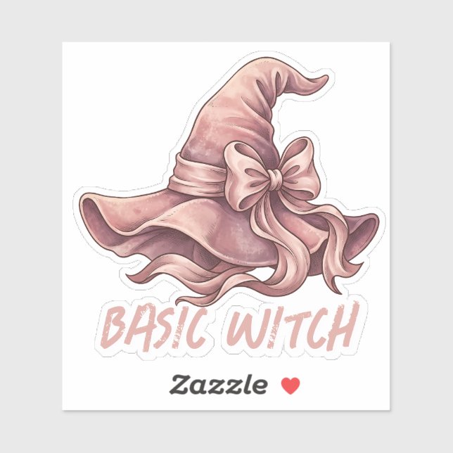 Basic Witch Coquette Pastel Pink Witch Hat Bow Sticker (Sheet)