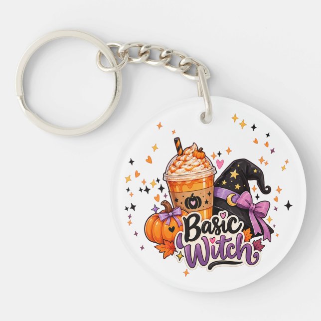 Basic Witch Cute Halloween Acrylic Keychain (Front)