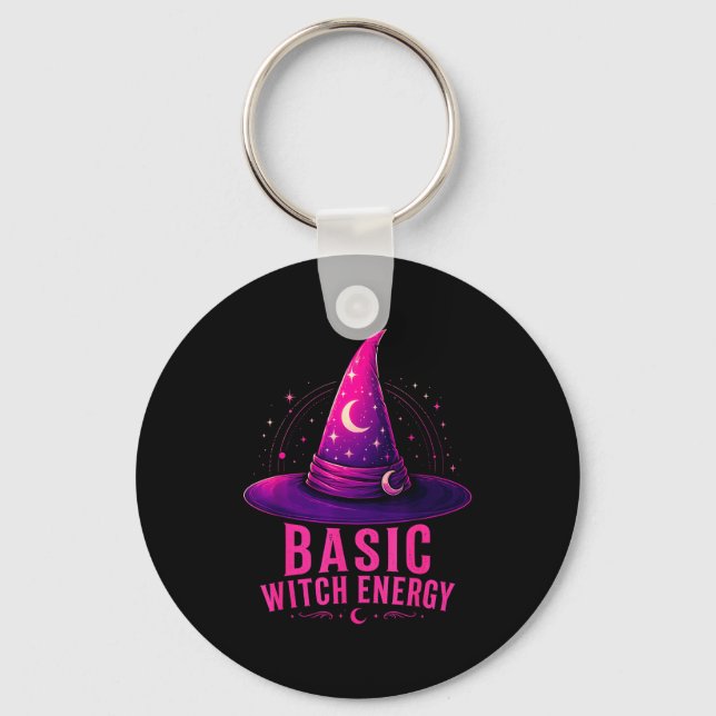 Basic witch energy halloween graphic design funny keychain (Front)
