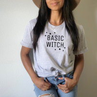 Basic Witch Funny Modern Gray Womens Halloween