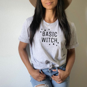 Basic Witch Funny Modern Gray Womens Halloween T-Shirt