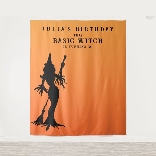 Basic Witch Halloween Birthday Party Backdrop (Front)