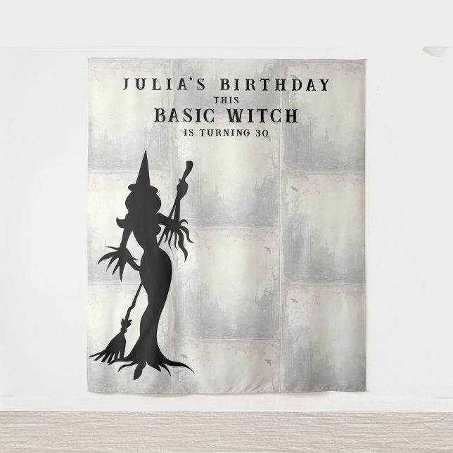 Basic Witch Halloween Birthday Party Backdrop (Front)