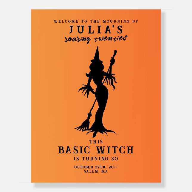 Basic Witch Halloween Birthday Party Welcome Sign (Front)