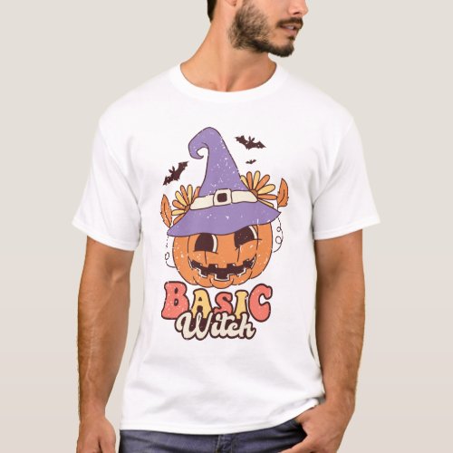 Basic Witch Halloween Groovy halloween fall season T_Shirt