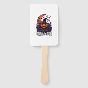 Basic Witch Halloween Pumpkin Crescent Moon Cauldr Hand Fan