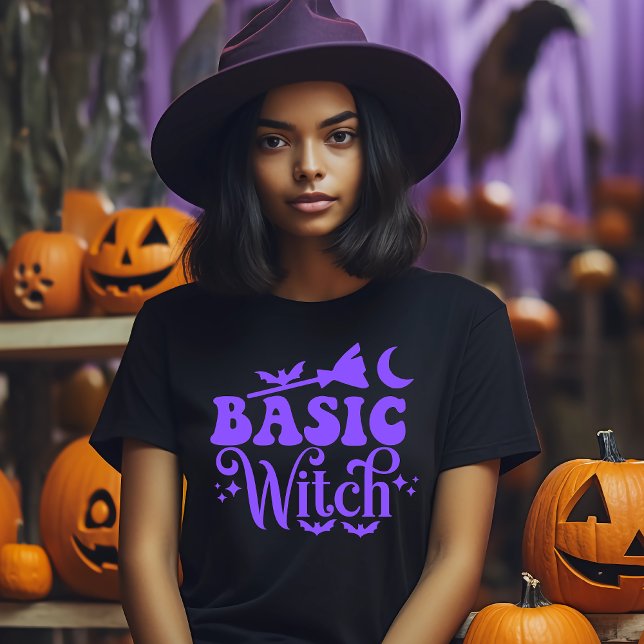 Basic Witch Halloween T-Shirt (Basic Witch Purple Typography Halloween T-shirt)