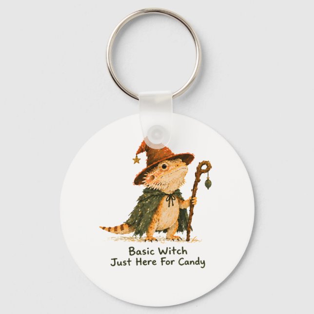 Basic Witch Just Here For Candy Bearded Dragon     Keychain (Front)