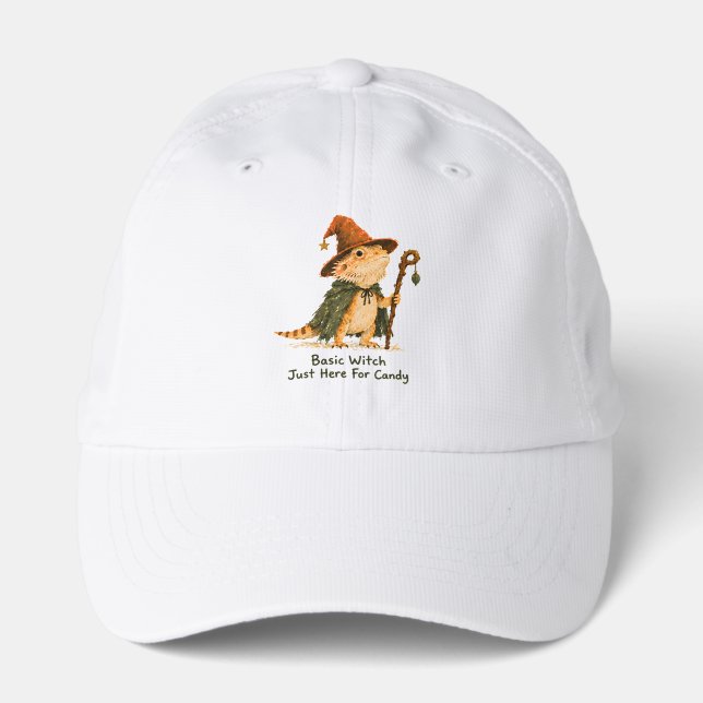 Basic Witch Just Here For Candy Bearded Dragon     Performance Cap (Front)