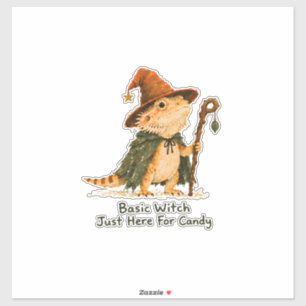 Basic Witch Just Here For Candy Bearded Dragon Sticker
