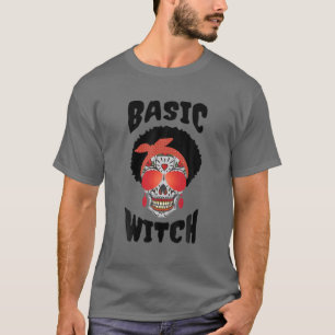 Basic Witch Melanin Sugar Skull Funny Halloween Co T-Shirt