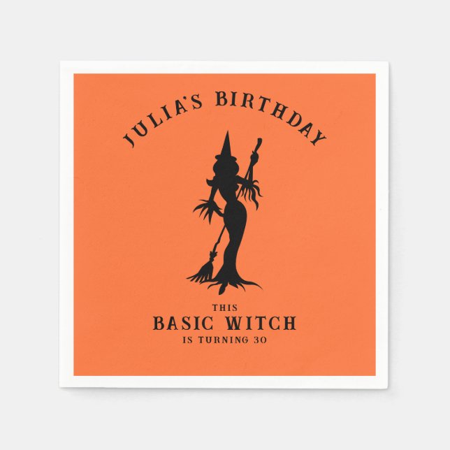 Basic Witch Modern Burnt Orange Halloween  Napkins (Front)