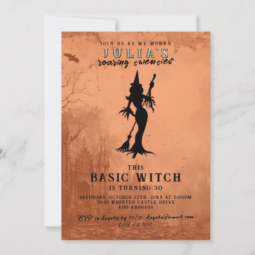 Basic Witch Modern Funny Halloween Birthday Party Invitation
