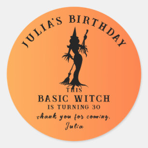 Basic Witch Modern Gothic Dark Halloween Classic Round Sticker