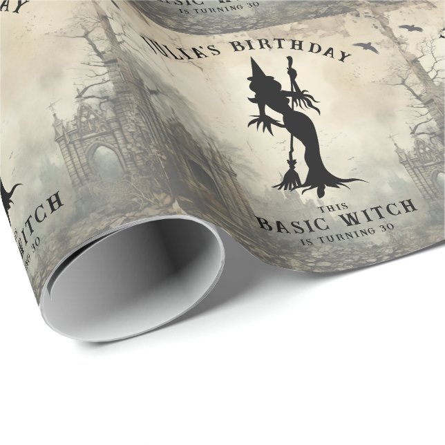 Basic Witch Modern Women Halloween  Wrapping Paper (Roll Corner)