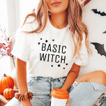 Basic Witch Modern Womens Halloween Tri-Blend Shirt<br><div class="desc">"Basic Witch" funny women's white Halloween t-shirt features a modern and simple black typography design with star shaped accents.</div>