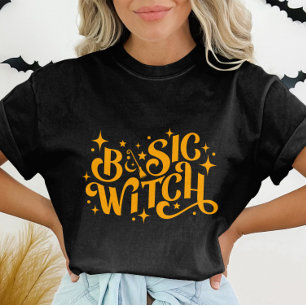 Basic Witch Orange Modern Womens Halloween T-Shirt
