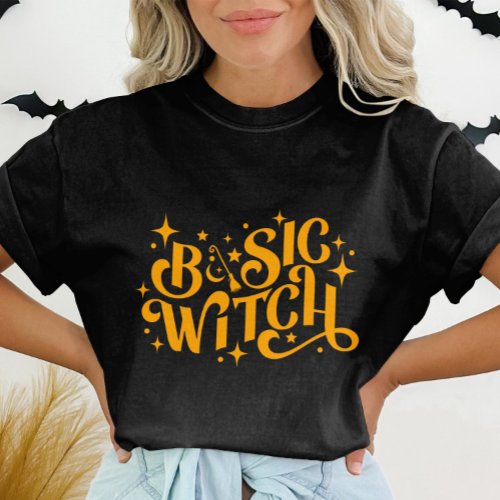 Basic Witch Orange  Modern Womens Halloween  T_Shirt