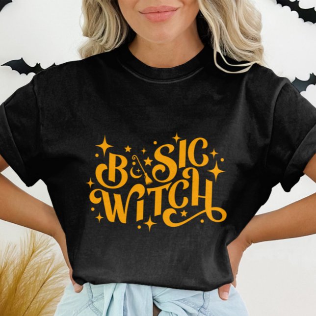 Basic Witch Orange  Modern Womens Halloween  T-Shirt (Creator Uploaded)