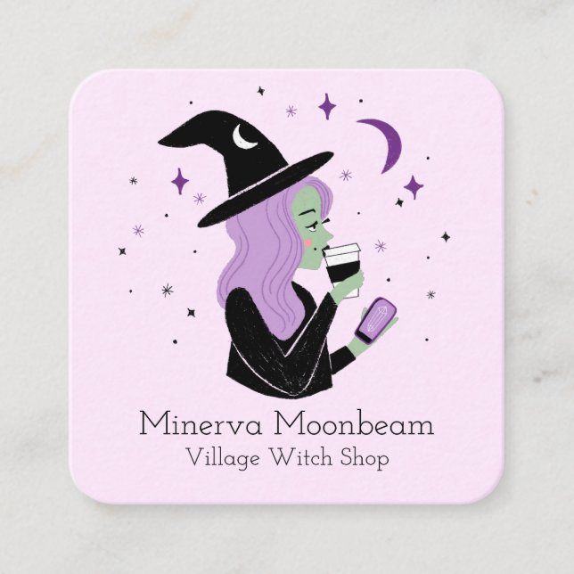 Basic Witch Pastel witch shop Square Business Card (Front)