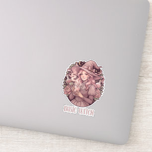 Basic Witch Pink Boba Tea Coquette Halloween Sticker