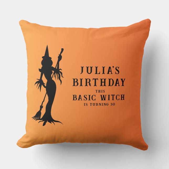 Basic Witch Women Modern Gothic Halloween Throw Pillow (Front)
