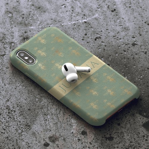 Basil Green and Gold Queen Bee   iPhone 13 Pro Case