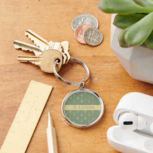 Basil Green and Gold Queen Bee Keychain