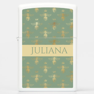 Basil Green and Gold Queen Bee   Zippo Lighter