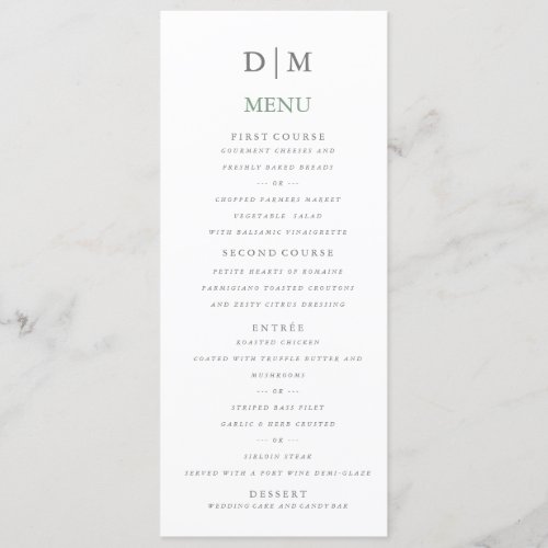 Basil Green Menu