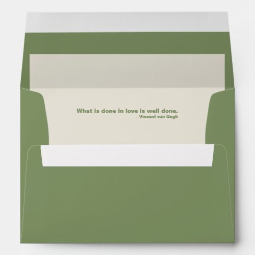 Basil Green  Minimalist Interior Quote Envelope