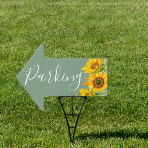 Basil Green & Sunflowers Wedding Parking Sign