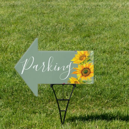 Basil Green  Sunflowers Wedding Parking Sign