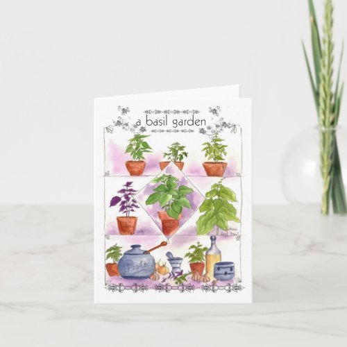 Basil Herb Garden Pesto Olive Oil Note Card