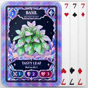 Basil Herb, Rainbow Foil Art Poker Cards