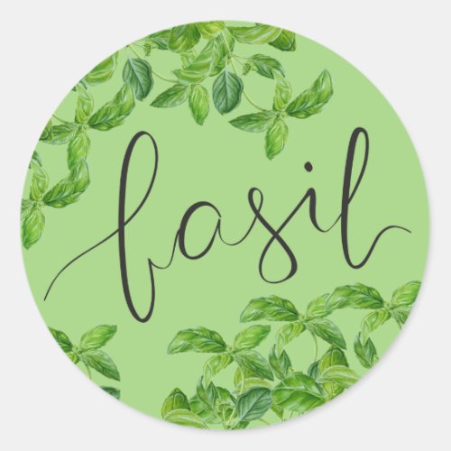 Basil herbs classic round sticker