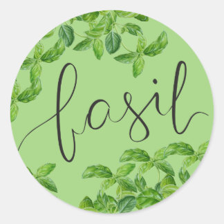 Basil herbs classic round sticker