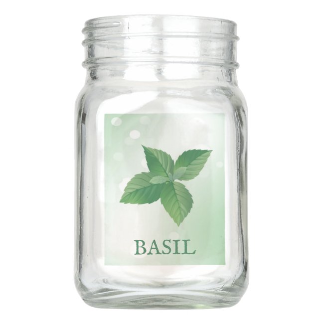 Basil Herbs Design Mason Jar