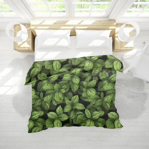 Basil Leaves Green Foliage Herb Pattern  Duvet Cover