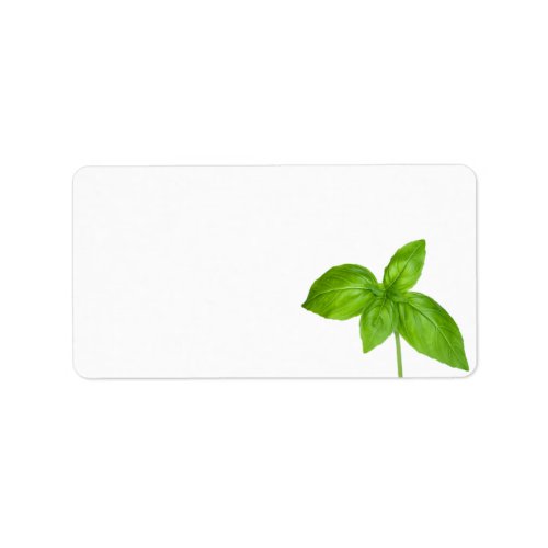 Basil Leaves Isolated On White Background Label