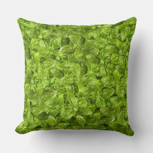 Basil Leaves Pattern Throw Pillow