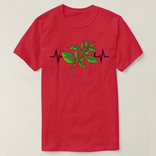 Basil Plant Heartbeat T-Shirt (Design Front)